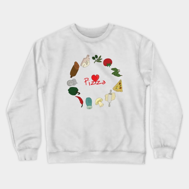 Pizza Ingredients Crewneck Sweatshirt by DiegoCarvalho